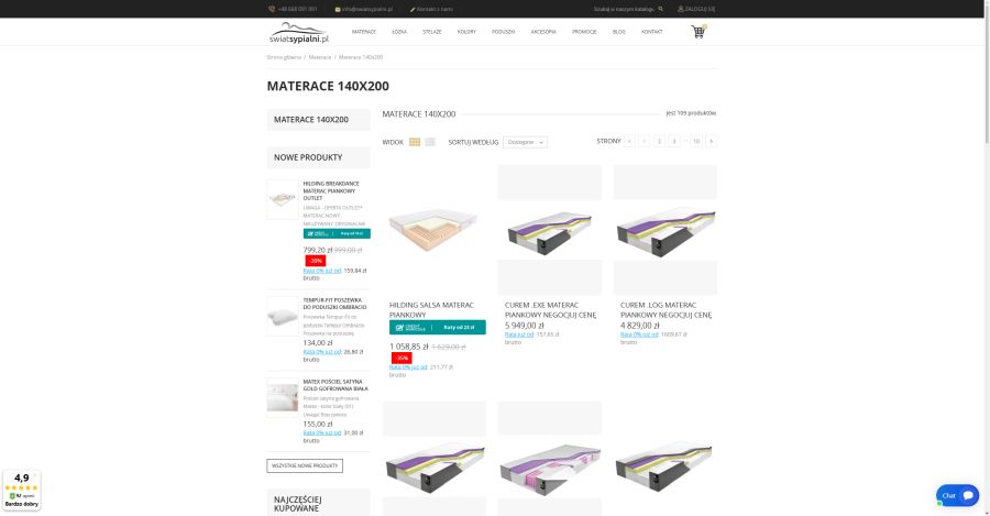 Materace 140x200 - Sklep Świat Sypialni